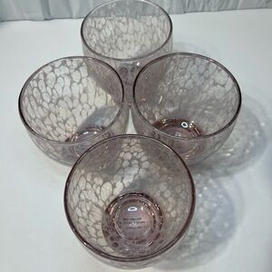 Set of 4 Pink Anthropology Textured Glass Bowls